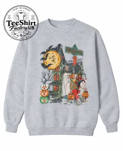 Retro Halloween Sweatshirt Spooky Season Shirt 90s Grunge Classic Halloween Trick Or Treat Crewneck Sweatshirt Fall Ghost Vampire Bat Moon 1 Thiet ke chua co ten 21