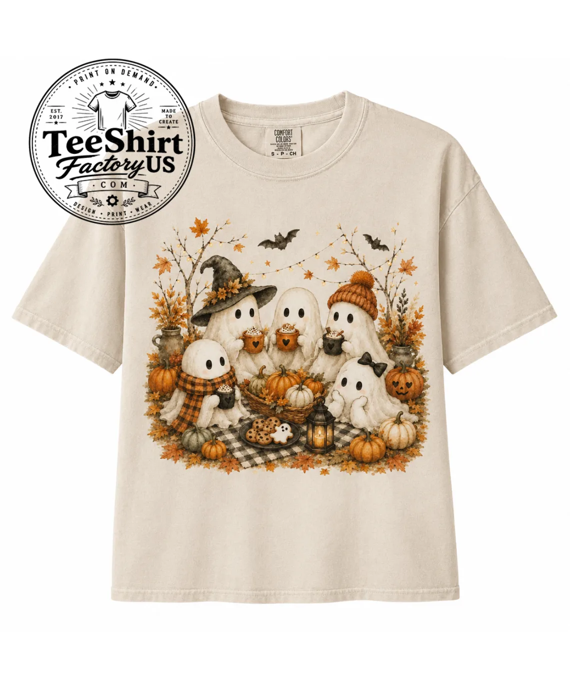 Ghost Family Watercolor Shirt, Comfort Colors Fall Halloween Tee