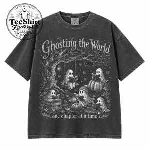 Ghosting The World Halloween Comfort Colors® Shirt | One Chapter At A Time TShirt | Funny Book Lover Tee | Ghost Reader Fall Tee Shirt 1 Thiet ke chua co ten 4 1