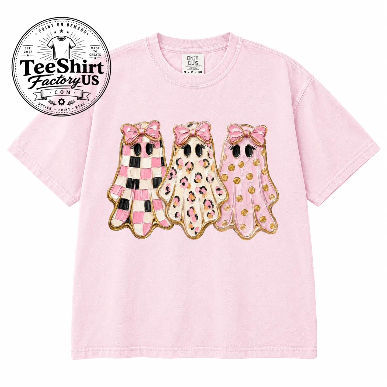 Comfort Colors® Halloween Ghost Shirt, Cute Pink Ghost Tee, Spooky Season Shirt, Tis The Season Sweatshirt, Cozy Fall Halloween Graphic Tee