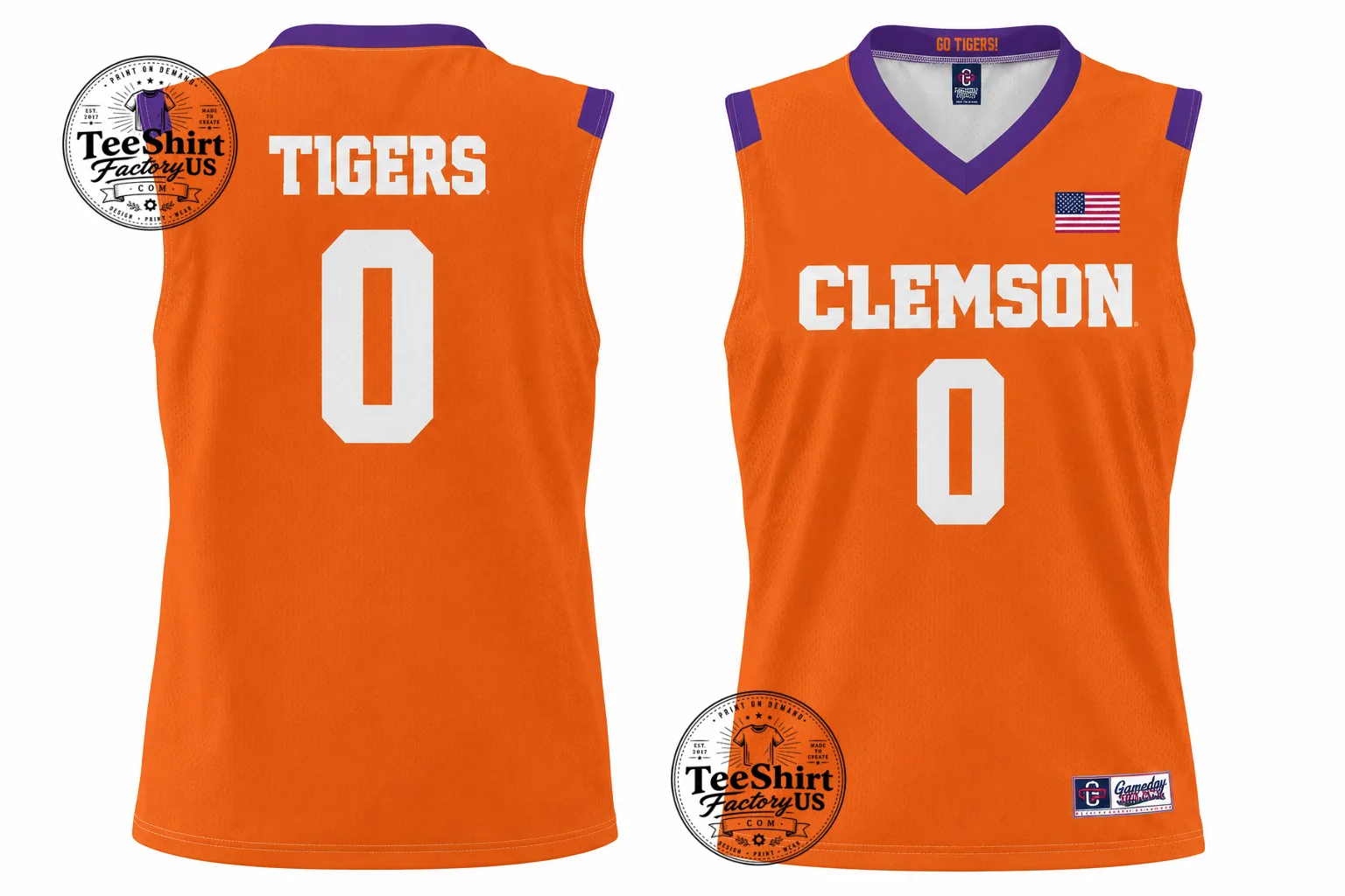 Clemson Basketball Jersey – Tigers Classic Orange & Purple Basketball Fan Jersey