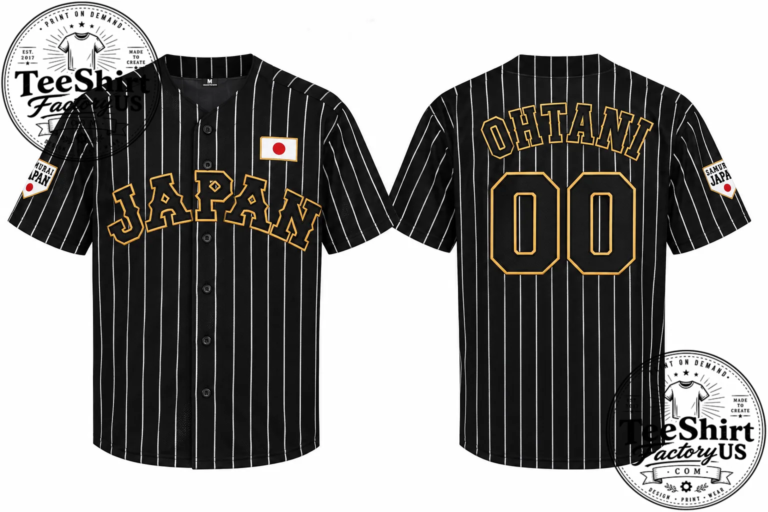 Japan Baseball Jersey – Classic Black Pinstripe Ohtani 00 Baseball Fan Jersey
