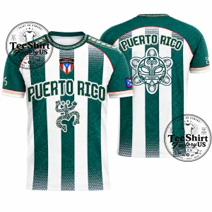 Puerto Rico Soccer Jersey – Classic Green & White Striped Puerto Rico Football Fan Jersey 1 Thiet ke chua co ten 14