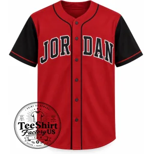 Jordan Baseball Jersey, Red Black Vintage Baseball Shirt, Retro Sports Jersey 1 Thiet ke chua co ten 19