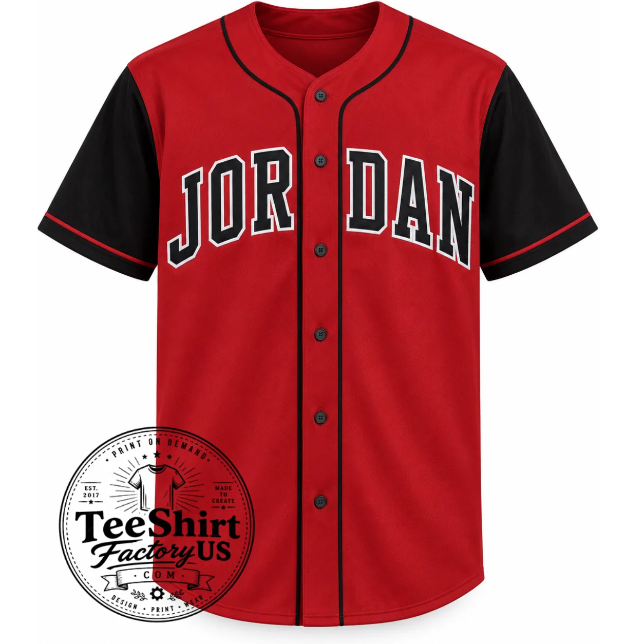 Jordan Baseball Jersey, Red Black Vintage Baseball Shirt, Retro Sports Jersey