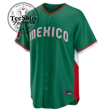 Mexico Baseball Jersey – Classic Green & Red Mexico Baseball Fan Jersey