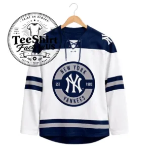 Yankees Hockey Jersey – Classic Navy & White New York Fan Jersey 1 Thiet ke chua co ten 23