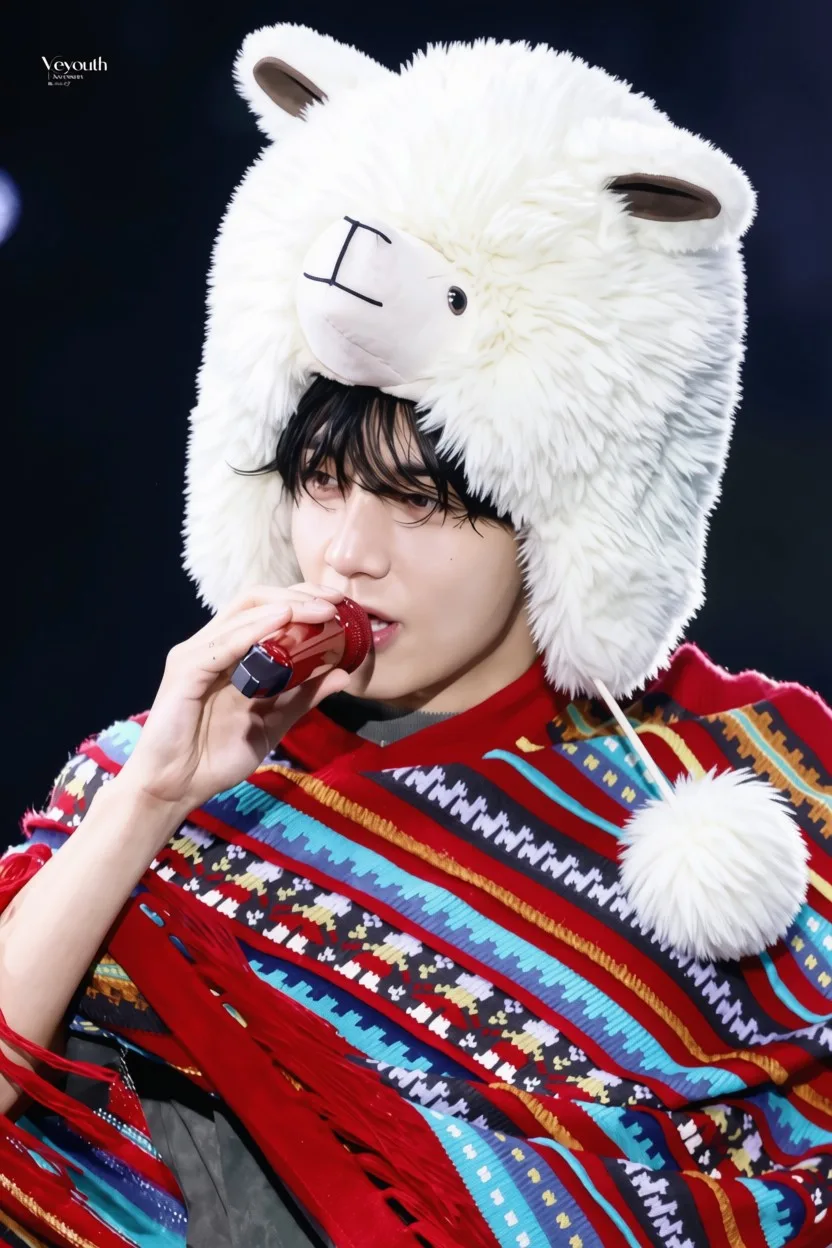 magic_edit#TUFIWDIzcWVaU2MjMSMzNTdjZGY3ZThlMWZlMDEyMzgwZDg0Y2JlZTA0NjZlZCM0MDk2IyNUUkFOU0ZPUk1BVElPTl9SRVFVRVNU V BTS White Fluffy Sheep Plush Hat, Cute Animal Winter Hat with Ear Flaps and Pom Poms, Kpop Fan Gift — image 2
